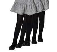 LORES Collant per bambine e ragazze tinta unita - 3 paia - Collant con piede per balletto e danza scolastica, 40 denari, opachi [Prodotto in Italia], nero, 9-10 Years