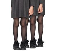 LORES Confezione da 3 collant per bambine semplici semi-velati classici con piede per danza classica da tutti i giorni 20 DEN Tonia, Nero 11-12 anni