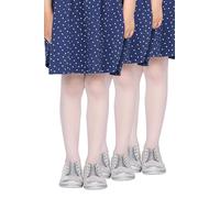 LORES Confezione da 3 collant per bambine semplici semi-velati classici con piede per danza classica da tutti i giorni 20 DEN Tonia, Bianco 7-8 anni