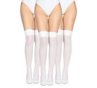 LORES Confezione multipla da donna in microfibra opaca al ginocchio sopra la coscia calze lunghe calde per ragazze calze cosplay 60 DEN, 3 paia, White, Taglia unica