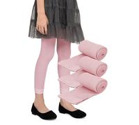 LORES Leggings per Bambine Lunghezza 7/8 alla Moda Senza Piedi Eleganti Pantaloni per Bambini Sport Balletto Yoga Ginnastica Gonna Vestito Alice, Confezione da 3 Rosa 134/140 cm (9/10 Anni)