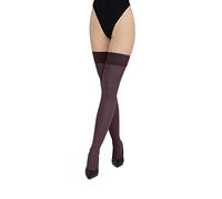 LORES Opachi 60 DEN Calze autoreggenti Alta Collant sopra il ginocchio Sexy Calze Silicone, aubergine, M-L