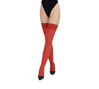 LORES Opachi 60 DEN Calze autoreggenti Alta Collant sopra il ginocchio Sexy Calze Silicone, Colore: rosso, XL-XXL