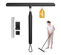 LORESJOY Tergivetro per Doccia, Retrattile 30-120cm Tergivetro da Bagno, Retrattile Lavavetri Doccia, Tira Acqua da Doccia con Gancio, Tergidoccia(Nero)