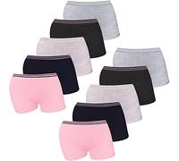 LOREZA ® 10 Mutandine da Bambina in Cotone - Modello Boxer - Stile Hipster - (164-170, Modello 7
