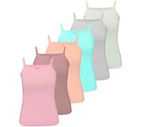 LOREZA ® 6 Pezzi Canottiere Bambina in Cotone (116-122 (6-7 Anni), Confezione da 6)