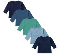 LOREZA® Set da 5 Magliette Incrociate per Neonato Maschio a Manica Lunga - 100% Cotone - Taglia 80 - Modello 1