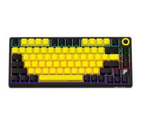 LORGAR KBP7075W Tastiera da gioco meccanica senza fili 75% schermo OLED, interruttore viola tossico, pulsante intelligente, sostituibile a caldo, batteria 312 h, nero/giallo