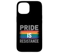 L'orgoglio è la resistenza messaggio arcobaleno Custodia per iPhone 15