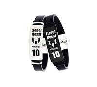 Lorh's store Calcio Lionel Messi Neymar Inspirational Personal Logo Braccialetti Regolabili in Acciaio Inox Sport Cinturino in Silicone Sportivo 2 Pezzi (Lionel Messi)