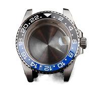 LORIER Cassa Dell'orologio per NH35/36 Movimento 316L Acciaio Inox Sapphire Crystal Magnifier 40mm Nero Blu Lunetta In Ceramica Accessori Per Orologi Cassa Della Vigilanza, Misura unica, agata