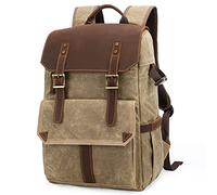 LORIER Retro Batik Impermeabile Canvas Grande Capacità Camera Video Zaino Viaggio Casual Mens Dslr. Caso di treppiede della borsa delle spalle della fotografia Borsa fotografica (Color : Khaki)