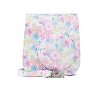 LORIER Stampa di colore del fiore della pianta della custodia protettiva della fotocamera PU. Borsa retrò in pelle adatta for Fuji Fit For Instax Fit for Polaroid Mini 11 8 9 mini11 Borsa fotografica