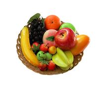 Lorigun Confezione da 12 tipi di frutti artificiali, frutti finti per la decorazione domestica, set da frutta di simulazione, decorazioni per feste natalizie, 12 diversi frutti in un set,16 pezzi