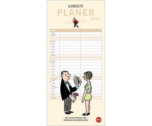 Loriot Planner per due 2024. Calendario per partner umoristico con 2 colonne e molto spazio per le voci. Calendario da parete per iscrizione. Anno - 2 persone (calendario)