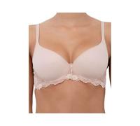 LORMAR 1 Pezzo Reggiseno Mousse Pizzo in Microfibra e Pizzo con Ferretto - Coppa B - C, Noisette 6C