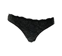 LORMAR 1 Pezzo Slip Donna Frizzante Mini con Inserti in Pizzo Leavers, Nero 2/S