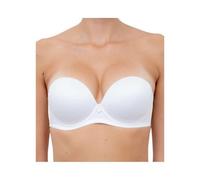 LORMAR 1 Pezzo Reggiseno Donna Extra Double Super Push Up a Fascia con Ferretto-Coppa B, Bianco 4