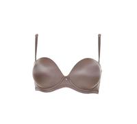 LORMAR Extra Double Reggiseno Fascia Imbottito con Ferretto - Super Push-Up +2 Taglie, Microfibra Lucida Effetto Seta, Spalline Staccabili (Corteccia, 4B)