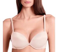 LORMAR Extra Double Reggiseno Fascia Imbottito con Ferretto - Super Push-Up +2 Taglie, Microfibra Lucida Effetto Seta, Spalline Staccabili (Talco Shin, 1B)