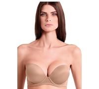 LORMAR Extra Double Reggiseno Fascia Imbottito con Ferretto - Super Push-Up +2 Taglie, Microfibra Lucida Effetto Seta, Spalline Staccabili (Bronzie Skin, 3B)