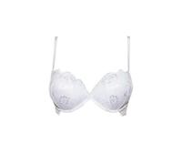 LORMAR Reggiseno Balconcino Push Up +2 Taglie Formedouble Pizzo (2, Bianco)