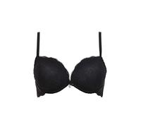 LORMAR Reggiseno Balconcino Double Pizzo Coppe Super Push UP 2 Taglie in più (2, Nero)
