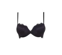 LORMAR Reggiseno Balconcino Push Up +2 Taglie Formedouble Pizzo (1, Nero)