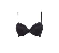 LORMAR Reggiseno Balconcino Push Up +2 Taglie Formedouble Pizzo (3, Nero)