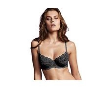 LORMAR Reggiseno Donna Balconcino Linea Frizzante in Pizzo Leavers, con Coppe Non Imbottite e con Ferretto. Le Spalline Sono Elastiche, Piatte e Regolabili, l'agganciatura è a da 4 Ganci in Tinta