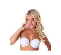 LORMAR - Reggiseno Push-up da Donna, Trasparente, Schiena Invisibile, Rimovibile, Senza Motivo, Schiena Imbottita, Reggiseno Liscio, Basic con Chiusura Frontale Bianco 3B