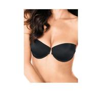 LORMAR - Reggiseno Push-up da Donna, Trasparente, Schiena Invisibile, Rimovibile, Senza Motivo, Schiena Imbottita, Reggiseno Liscio, Basic con Chiusura Frontale Nero 3B