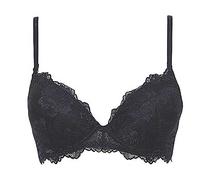 LORMAR Reggiseno Push Up Desiderio in Pizzo Senza Ferretto con Coppe Graduate a Scollatura Profonda - Coppa B Disponibile nei Colori Bianco, Nero e Noisette