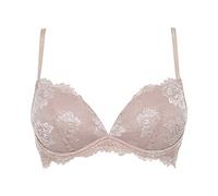 LORMAR Reggiseno Push Up Desiderio in Pizzo Senza Ferretto con Coppe Graduate a Scollatura Profonda - Coppa B Disponibile nei Colori Bianco, Nero e Noisette