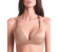 LORMAR Reggiseno Senza Ferretto Imbottito Shine 1430 Coppe Supersoft Preformate, Microfibra Effetto Seta con Spalline Incrociabili - Golden, 5C