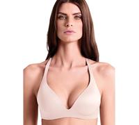 LORMAR Reggiseno Senza Ferretto Imbottito Shine 1430 Coppe Supersoft Preformate, Microfibra Effetto Seta con Spalline Incrociabili - Talco Shine, 3C