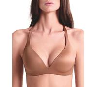 LORMAR Reggiseno Senza Ferretto Imbottito Shine 1430 Coppe Supersoft Preformate, Microfibra Effetto Seta con Spalline Incrociabili - Bronze Skin, 4C