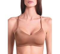 LORMAR Reggiseno Senza Ferretto in Microfibra Active 1433 Effetto Seta, Coppe Supersoft Invisibili, Spalline Incrociabili - Bronze Skin, 2B