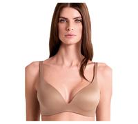 LORMAR Reggiseno Senza Ferretto Imbottito Shine 1430 Coppe Supersoft Preformate, Microfibra Effetto Seta con Spalline Incrociabili - Bronze Skin, 5C