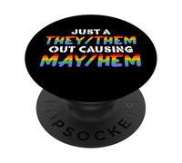 Loro causano maggio/Hem Divertente non binario Enby Pride LGBT NB PopSockets PopGrip Adesivo