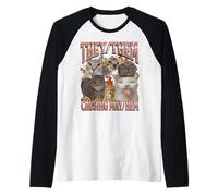 Loro stanno provocando caos - Funny Cat Meme Bootleg Graphic Maglia con Maniche Raglan