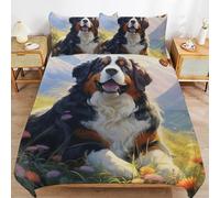 Lorolivier Trio Di Biancheria Da Letto in Microfibra Con Tibetan Mastiff Stampe 3D A Digitale,dog Butterfly Copriletto Morbido Con Zip E Due Federe Per Cuscini,King（220x240cm）