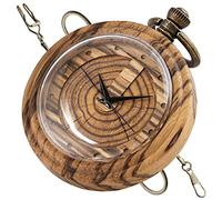 l'orologio, Orologi da Tasca antichi in Legno di bambù Vintage Fatti a Mano con Catena Uomo e Confezione Regalo(Brown)