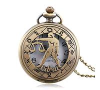 l'orologio, Orologio da tasca retrò, Orologio da tasca al quarzo Orologio da tasca stile astrologia, Orologio da tasca con design scheletro in bronzo for uomo, Orologio da tasca Regalo di Natale for c