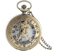l'orologio, Orologio da tasca retrò, Orologio da tasca meccanico con catena Orologi da tasca Bronzo 12 costellazioni Acquario Orologio da tasca da donna Quarzo Mezzo cacciatore Orologi da uomo Collana