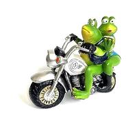 Lorrgasw Coppia di resina del motociclo verde che cavalca su moto, figure, figurine, decorazioni, regali in resina, decorazione giardino