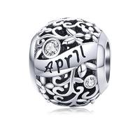 Lorrifal Ciondoli Originali in Argento Sterling 925 con Zirconia Cubica Pietra di Nascita Charm Portafortuna Adatti per bBraccialetti Pandora, Collane e Gioielli Perfetti per Compleanno