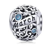 Lorrifal Ciondoli Originali in Argento Sterling 925 con Zirconia Cubica Pietra di Nascita Charm Portafortuna Adatti per bBraccialetti Pandora, Collane e Gioielli Perfetti per Compleanno