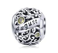 Lorrifal Ciondoli Originali in Argento Sterling 925 con Zirconia Cubica Pietra di Nascita Charm Portafortuna Adatti per bBraccialetti Pandora, Collane e Gioielli Perfetti per Compleanno