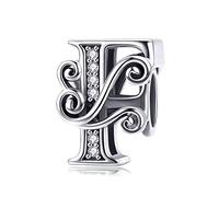 Lorrifal Iniziale Alfabeto Charms Lettera completa A-Z Lettere Solid 925 Sterling Silver Cubic Zirconia Beads Pendenti con ciondoli per Pandora Bracciali europei Collana Donna Ragazze Gioielli Regalo